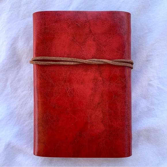 Red Leatherette Journal with Wrap Around Leaf Closure - Picture 7 of 8